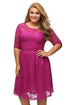 Rosy Three Quarters Sleeves Lace Wedding Plus Dress